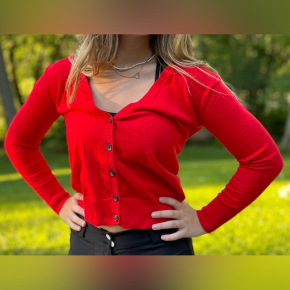 Old Navy red button down top. - Picture 2 of 3